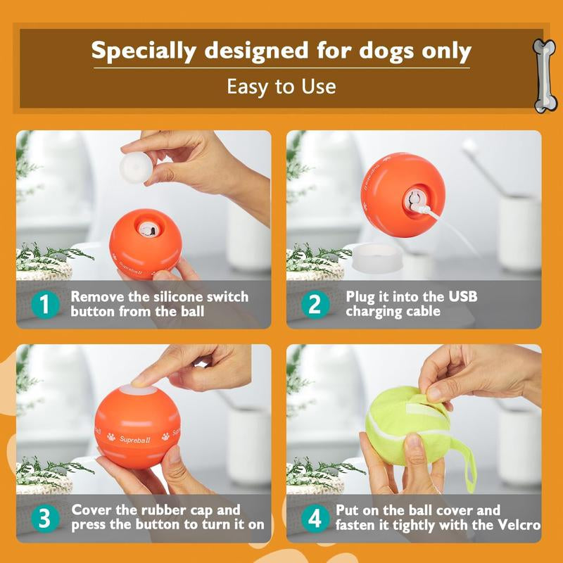 Interactive Motion-Activated Dog Ball Toy - Upgraded Durable USB Rechargeable Rolling Ball for Small, Medium, and Large Dogs