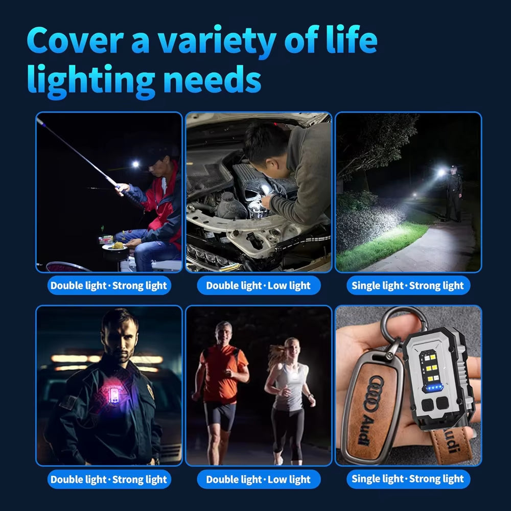 Rechargeable Mini LED Keychain Flashlight - 800 Lumens, USB-C, 8 Lighting Modes, Magnetic Design for Outdoor Activities and Emergencies