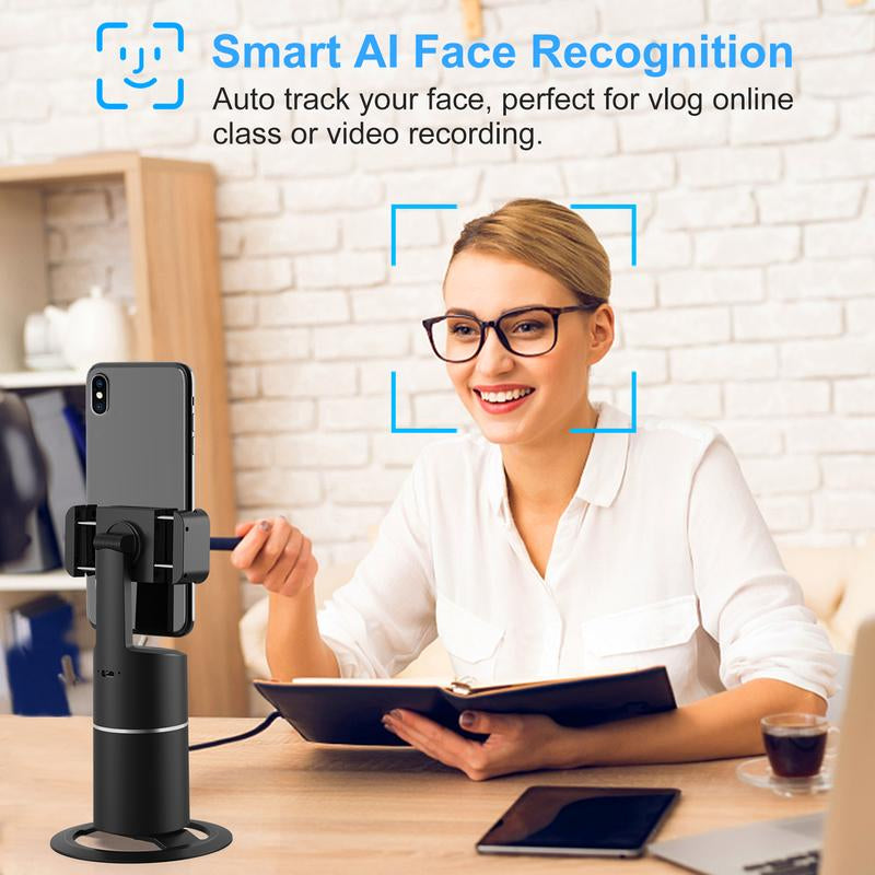 Auto Face Tracking Tripod with 360° Rotation - Ideal for Live Streaming and Vlogging, No App Required, Rechargeable Battery, Perfect Mother's Day Gift for Smartphone Users