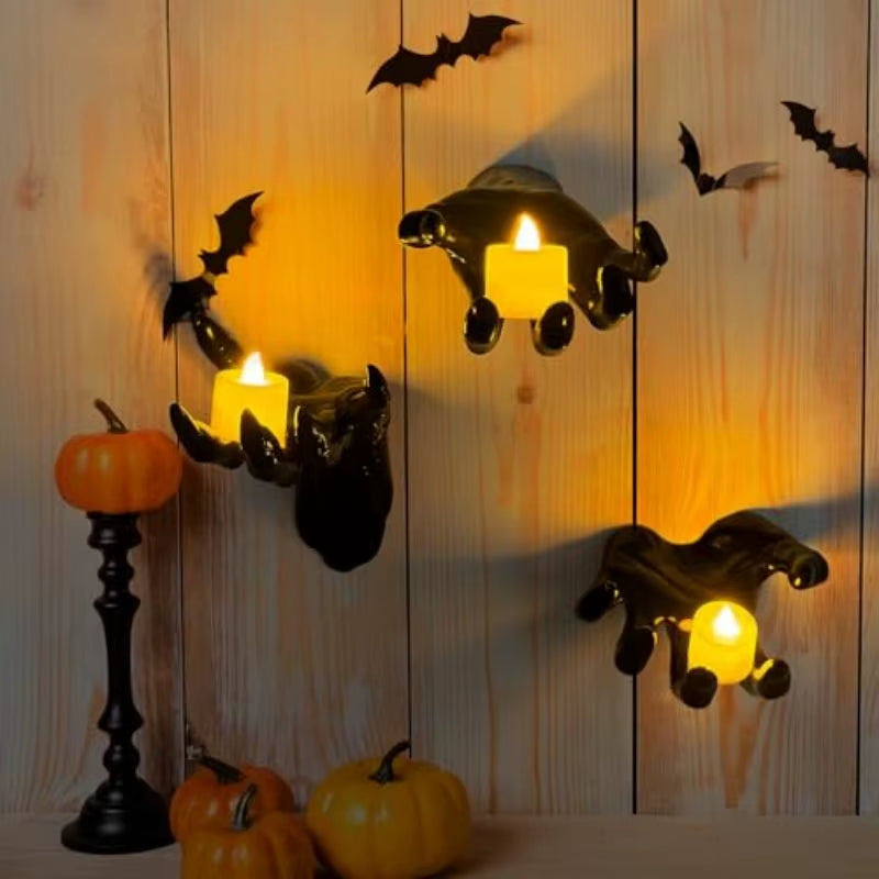 Life-Size Gothic Wall-Mounted Hands for Candle Display Decor on Halloween