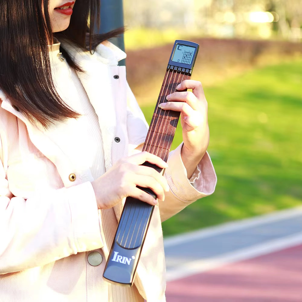 Pocket Guitar Chord Trainer with Display - Six-Fret Finger Training Tool for Beginner Guitar Practice and Exercises