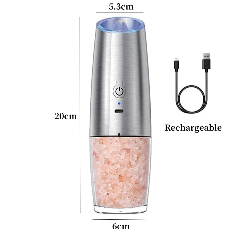 Premium USB Rechargeable Gravity Induction Electric Salt and Pepper Grinder Set