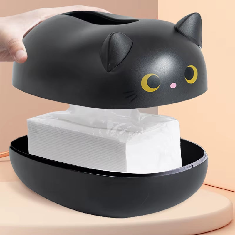Nordic-Inspired Cat Tissue Box and Napkin Organizer for Home and Kitchen Decor