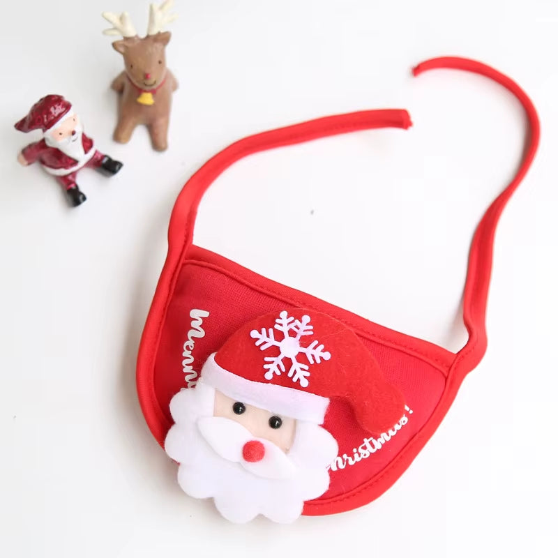 Festive Dog Christmas Hat and Santa Bibs for New Year Celebrations - Charming Bandana Accessories for Puppies and Cats