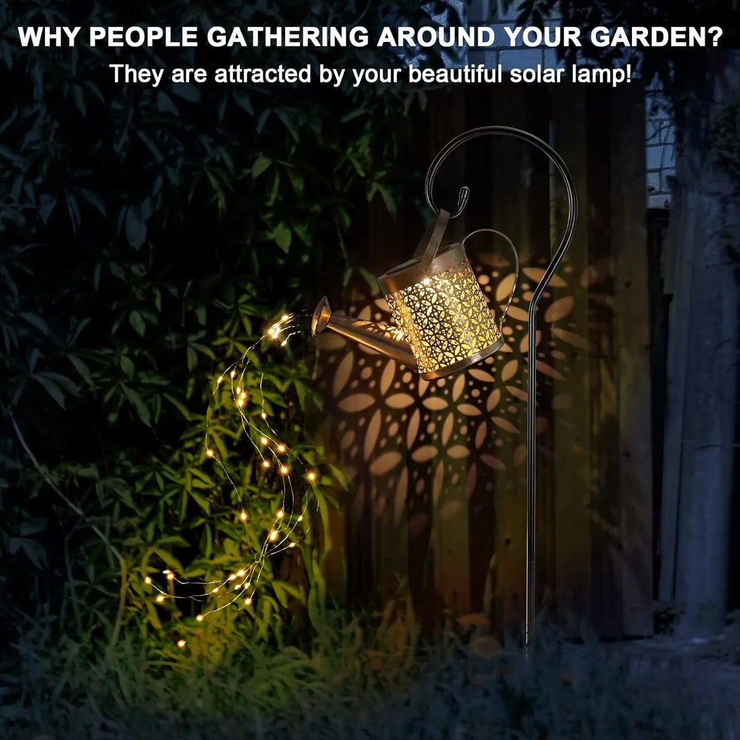 Solar-Powered LED Watering Can Lamp - Iron Star Design for Outdoor Garden and Landscape Lighting