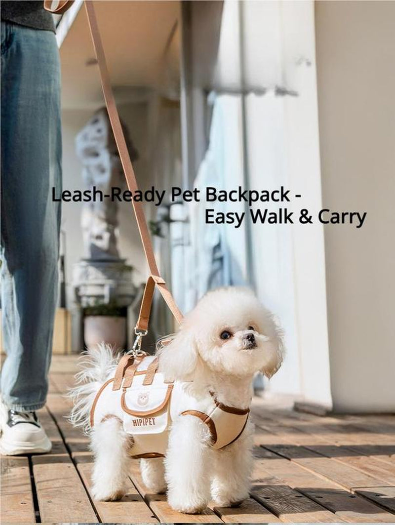 HIPIPET Portable Dog and Cat Backpack Carrier - Soft, Breathable Pet Bag with Adjustable Straps, Built-in Leash, and Storage for Treats and Essentials - Ideal for Travel, Outdoor Activities, and Public Transport