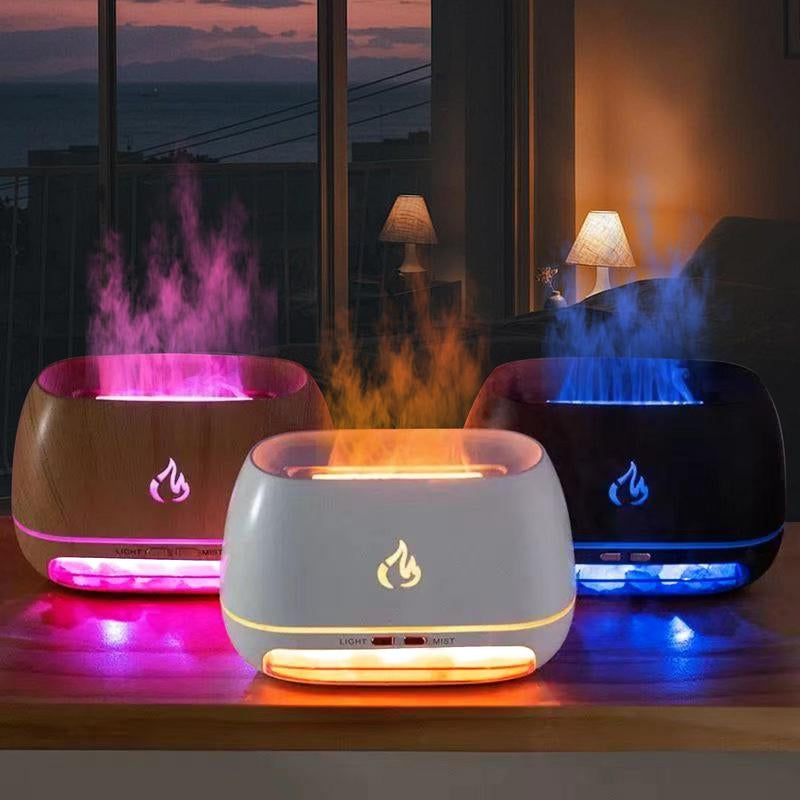 Aromatherapy Diffuser with Simulated Flame Design, 7 Color Options, USB-Powered Essential Oil Diffuser and Humidifier for Home Use