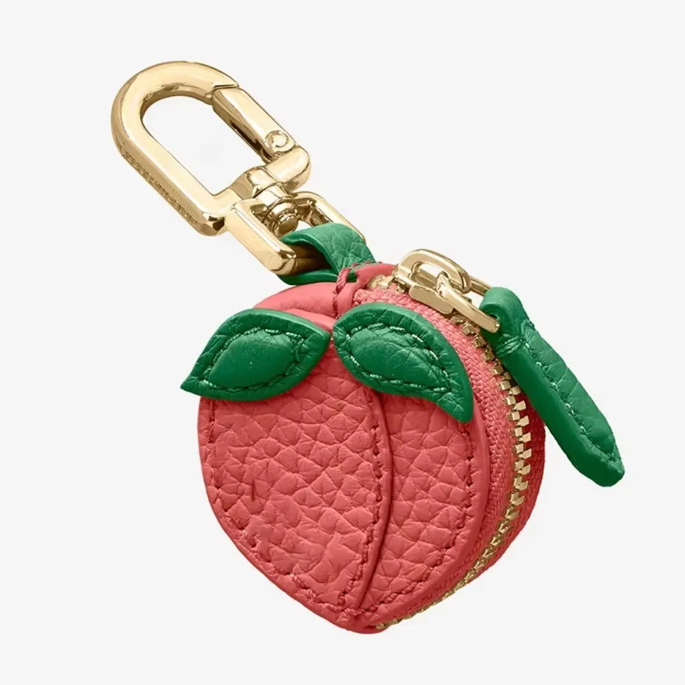 Mini Cherry-Shaped PU Leather Coin Purse - Adorable Strawberry Design Keychain and Earphone Storage Bag, Korean Style