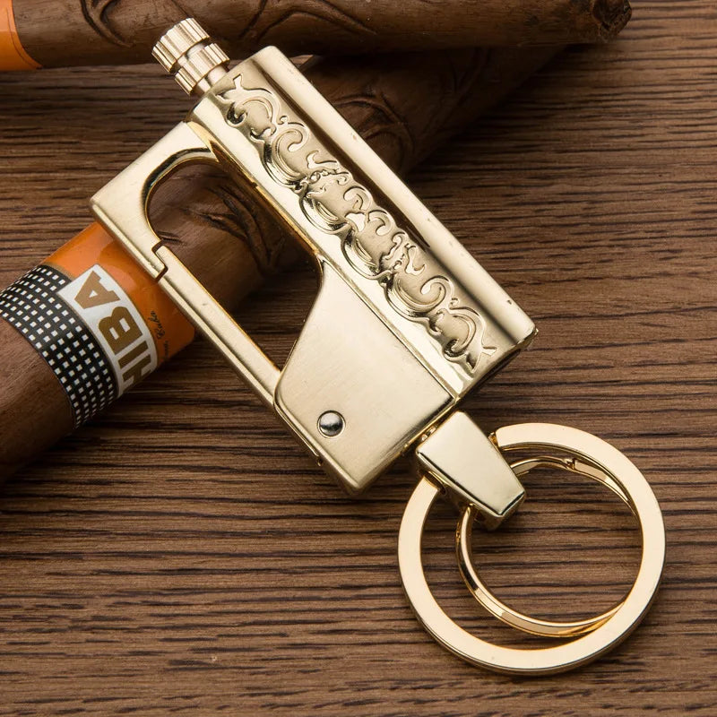 Multifunctional Keychain Kerosene Lighter with Beer Bottle Opener - Portable Outdoor Igniter and Smoking Accessory for Men