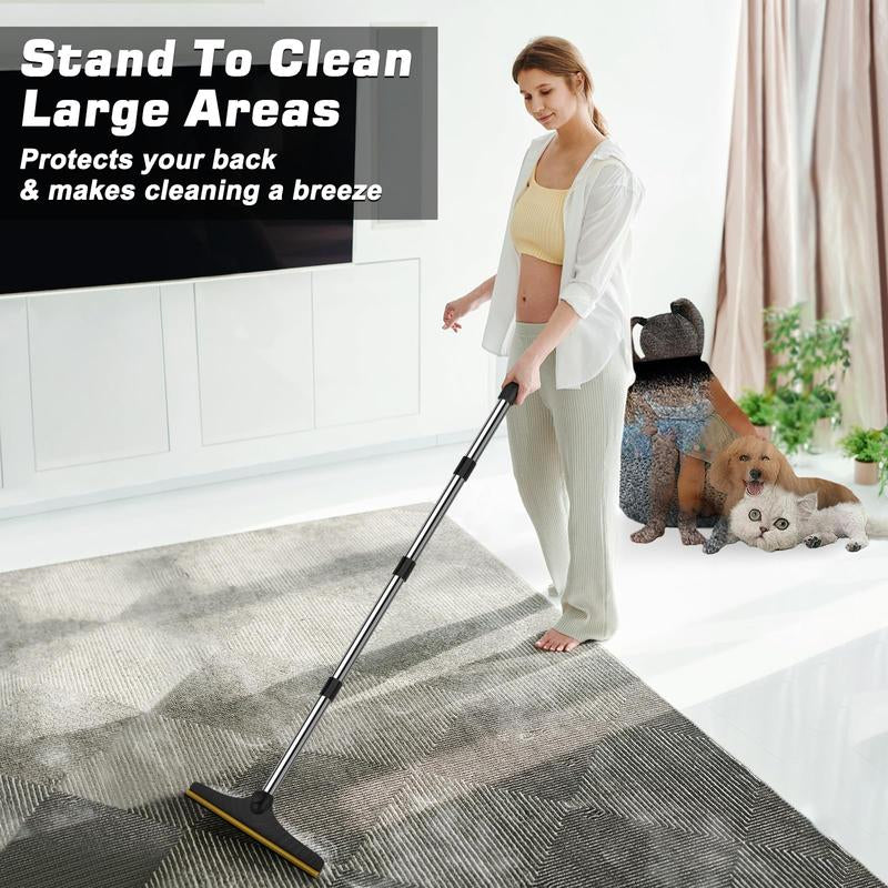 Pet Hair Removal Carpet Rake with 60-Inch Adjustable Handle - Reusable Scraper Tool for Rugs and Mats
