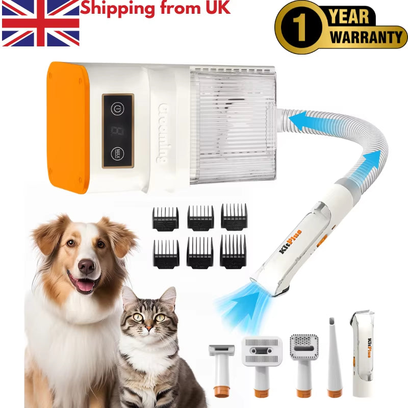 Professional Dog Grooming Kit with Rechargeable Hair Trimmer, 12000Pa Suction Power, 99% Pet Hair Removal, 2L Vacuum Capacity, and 11 Essential Tools