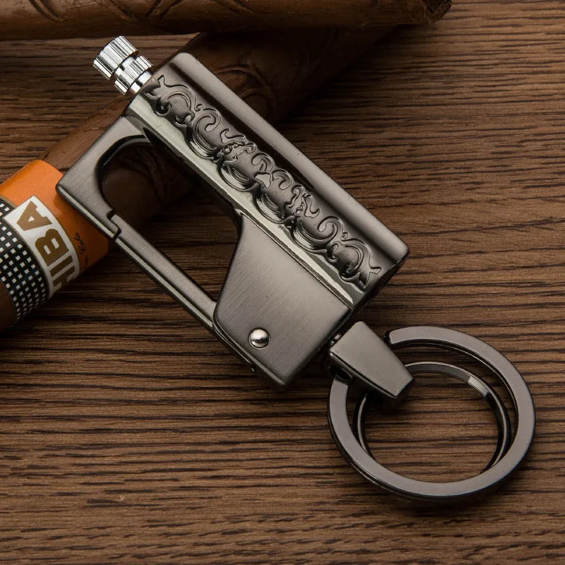 Multifunctional Keychain Kerosene Lighter with Beer Bottle Opener - Portable Outdoor Igniter and Smoking Accessory for Men