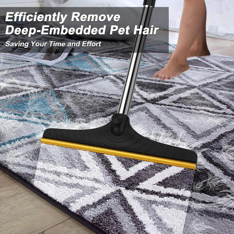 Pet Hair Removal Carpet Rake with 60-Inch Adjustable Handle - Reusable Scraper Tool for Rugs and Mats