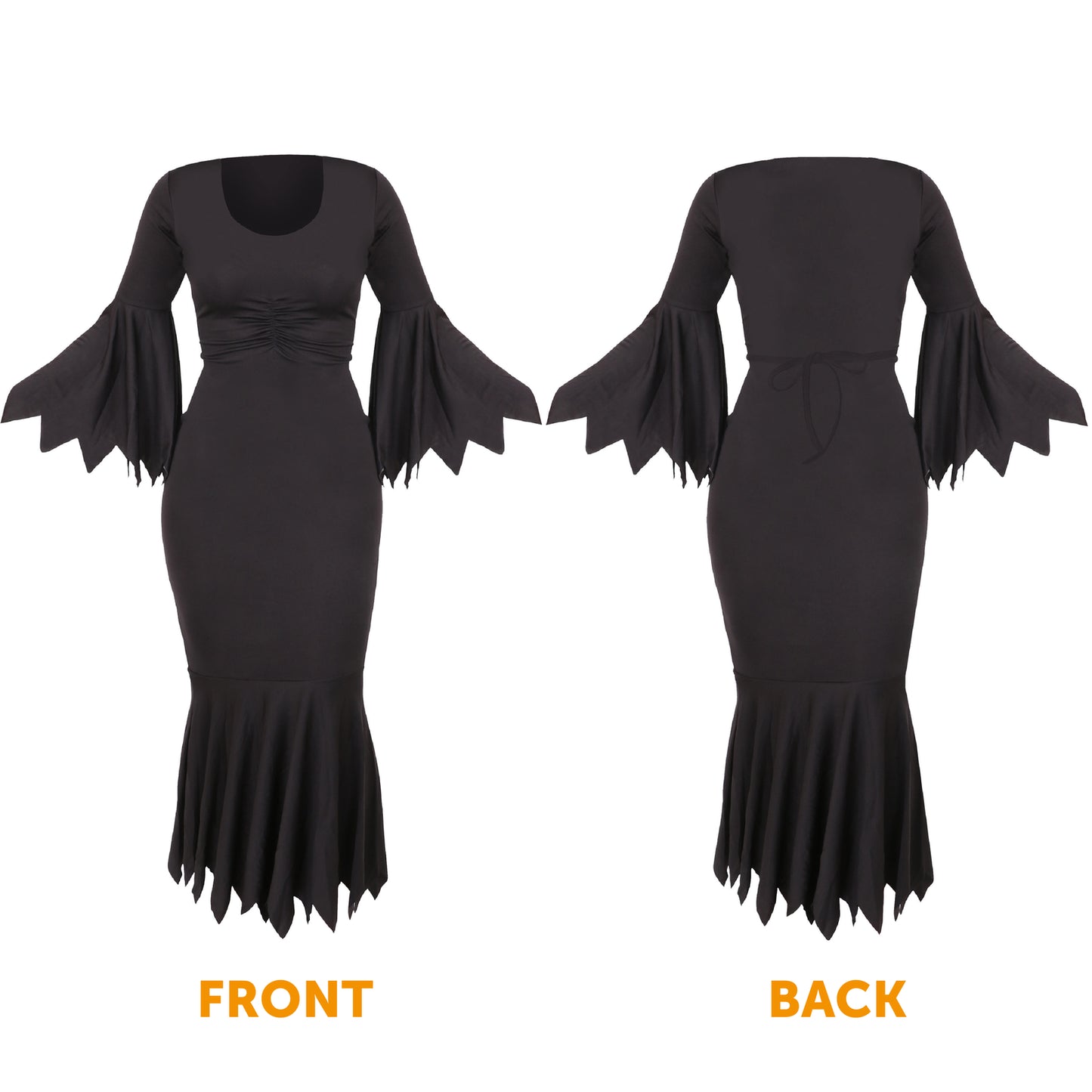 Elegant Gothic Witch Costume for Women with Fishtail Dress and Hat for Halloween
