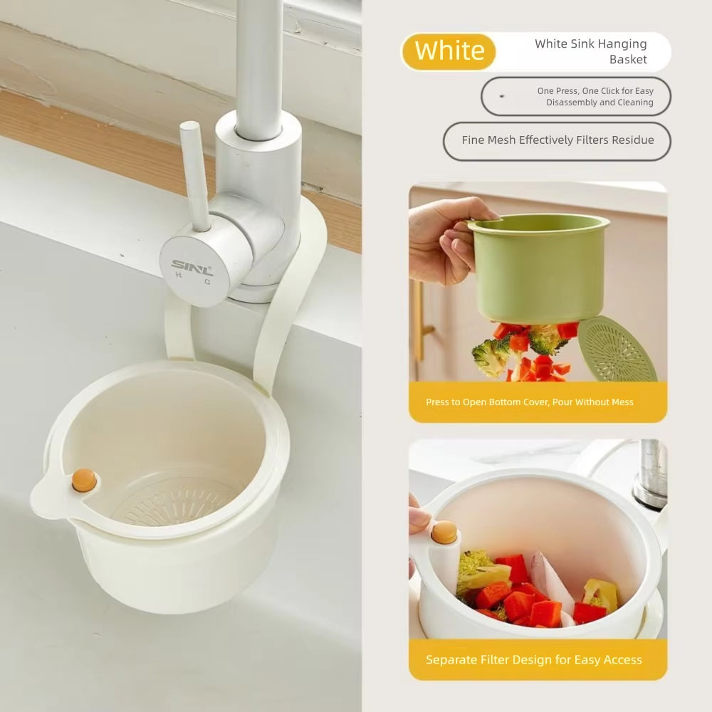 Multifunctional Detachable Sink Strainer Basket with Quick Drain Feature and Accessible Bottom Cover