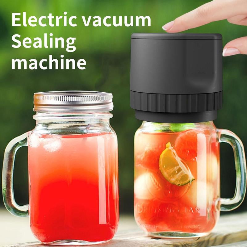USB Electric Jar Vacuum Sealer Kit with LED Screen, Complete Sealing Machine Set Including 10 Jar Lids and Lid Opener, Ideal Kitchen Accessory for Summer Gifting