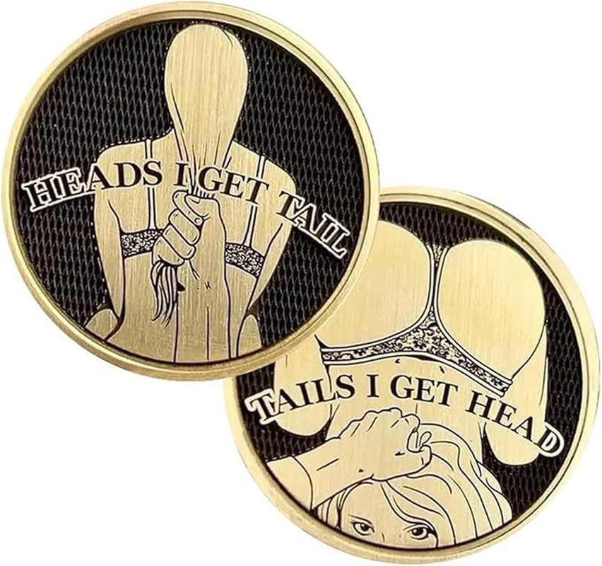 Set of 3 Heads and Tails Coins - Adult Humor Challenge Tokens - Unique Decision-Making Collectibles - Ideal Gift for Coin Enthusiasts