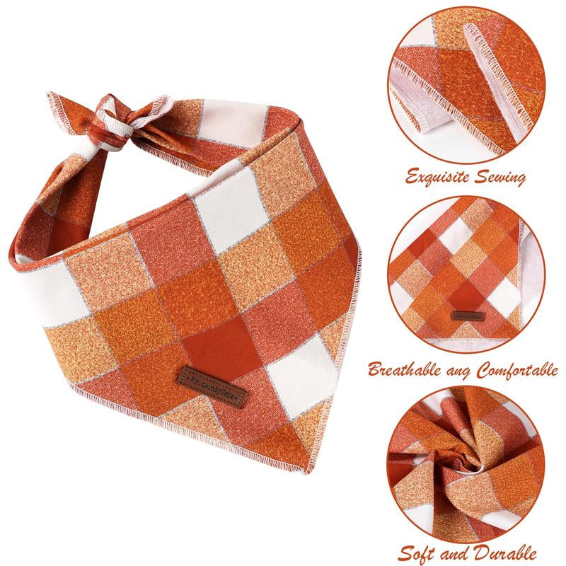 MR. CHUBBYFACE Reversible Fall Orange Plaid Dog and Cat Bandanas