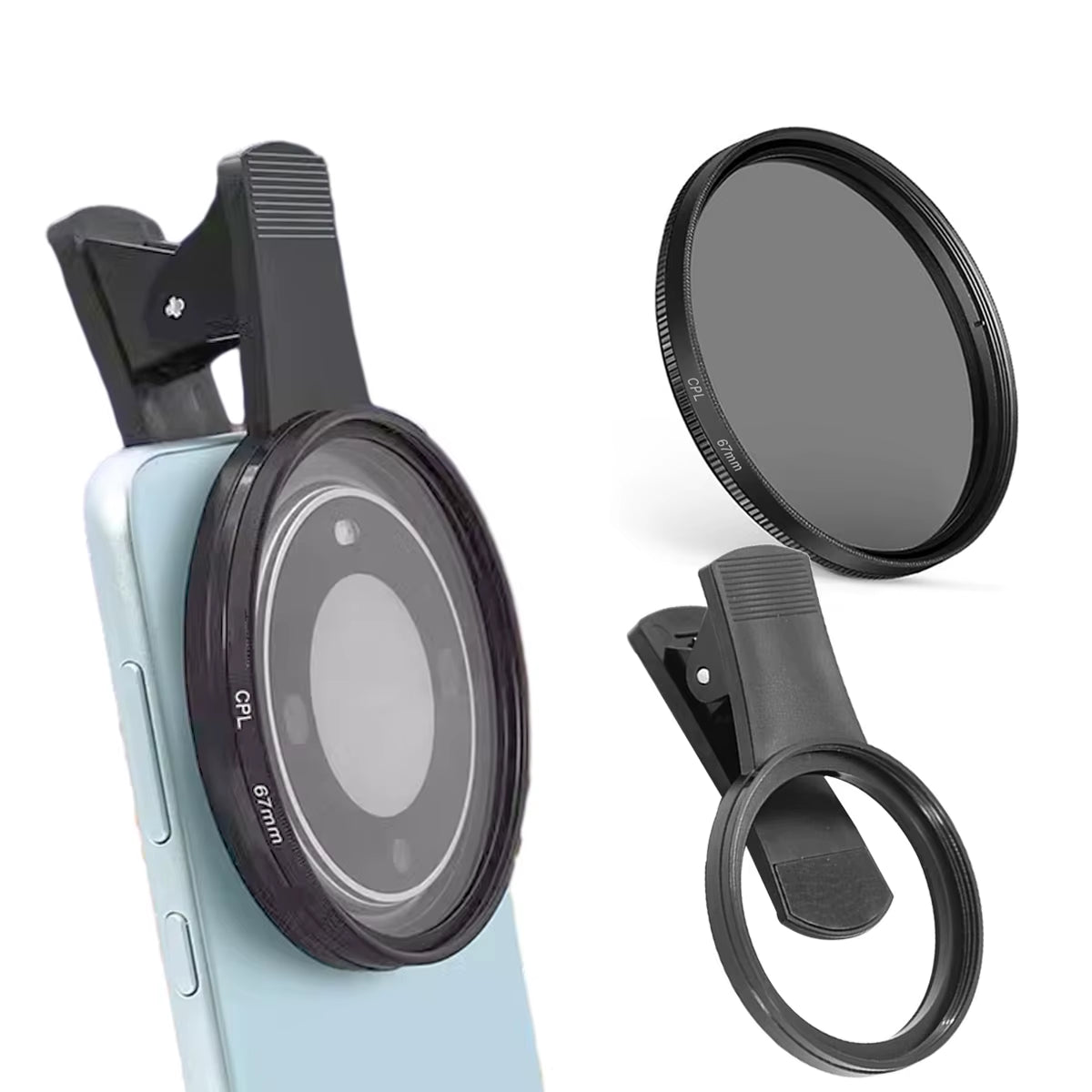 FONKEN 52mm Clip-On Circular Polarizer Lens Filter Kit for Superior HD Photography