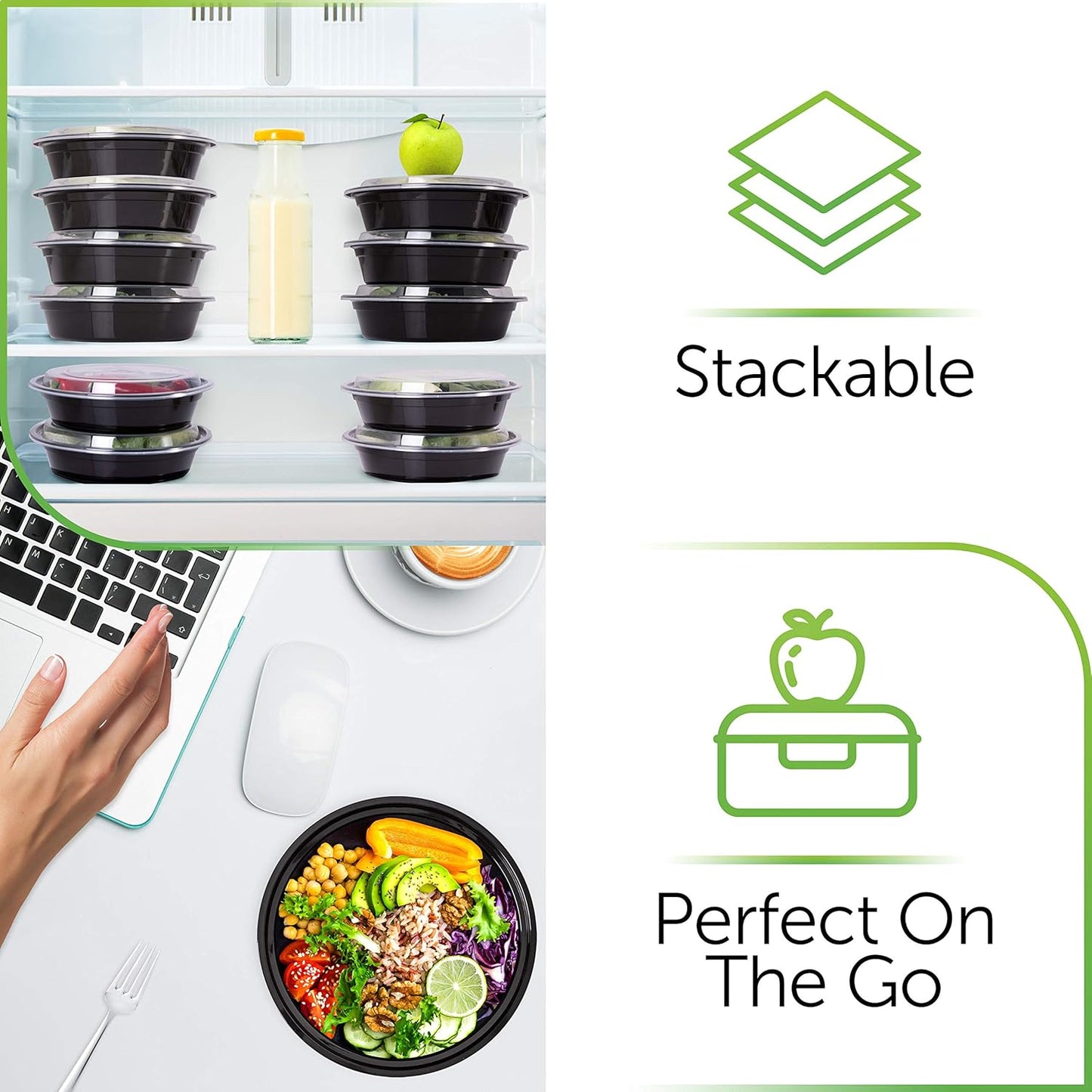 30-Pack Reusable Meal Prep Containers with Lids - Durable Plastic Food Storage for Batch Cooking - Microwavable, Freezer, and Dishwasher Safe Takeaway Lunch Boxes