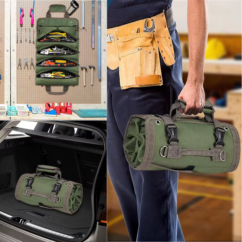 Professional Heavy-Duty Tool Bag Organizer with Removable Pouches and Six Tool Pockets