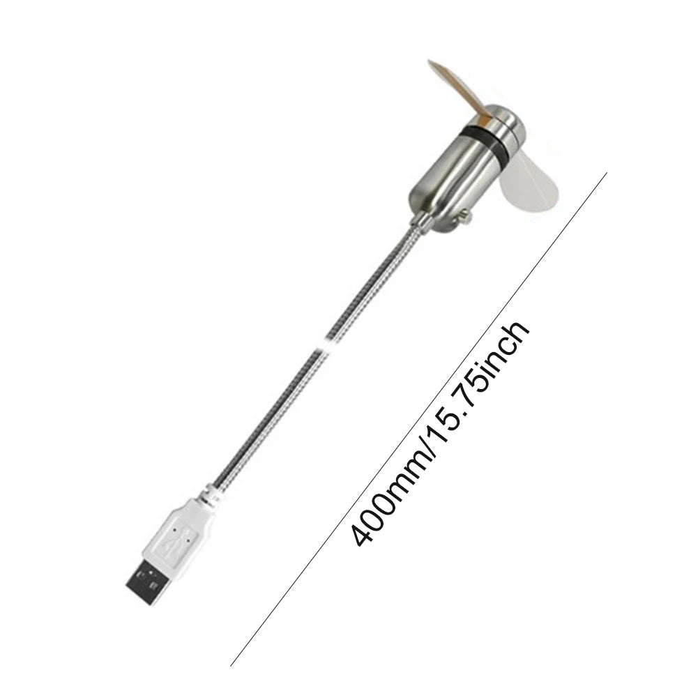 Portable RGB LED Clock Fan with Real-Time Temperature Display - 5V USB Metal Mini Fan for Computers and Laptops