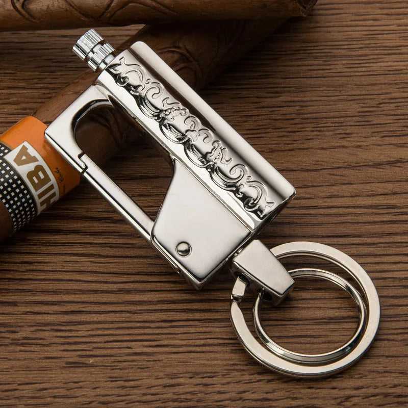 Multifunctional Keychain Kerosene Lighter with Beer Bottle Opener - Portable Outdoor Igniter and Smoking Accessory for Men
