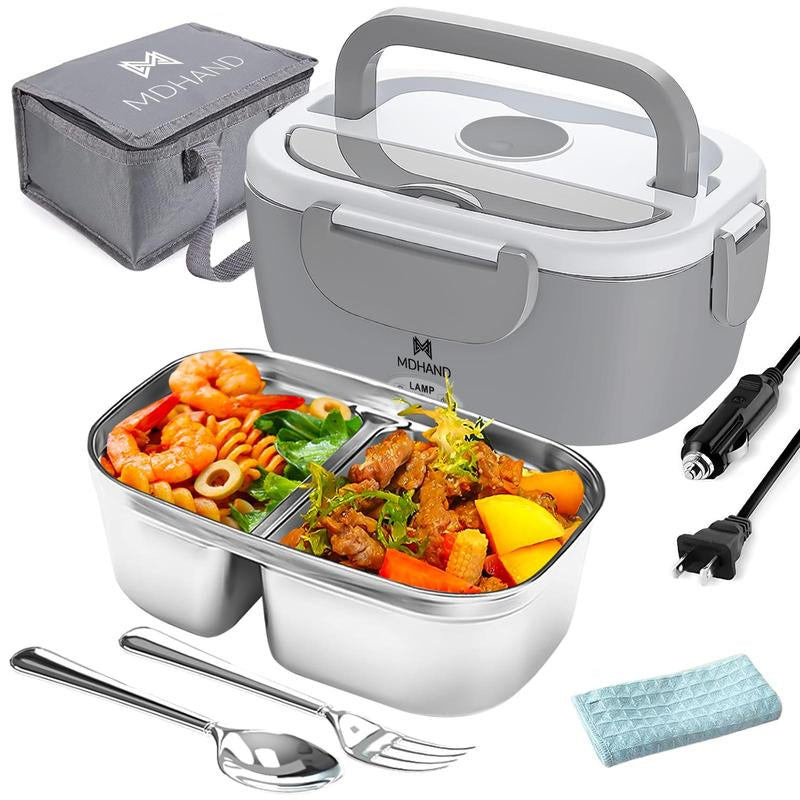 Electric Lunch Box Food Heater - 65W Fast Heating, Portable Self-Heating Food Warmer for Work, Car, and Outdoors - Available in Pink, White, and Grey with Lunch Bag
