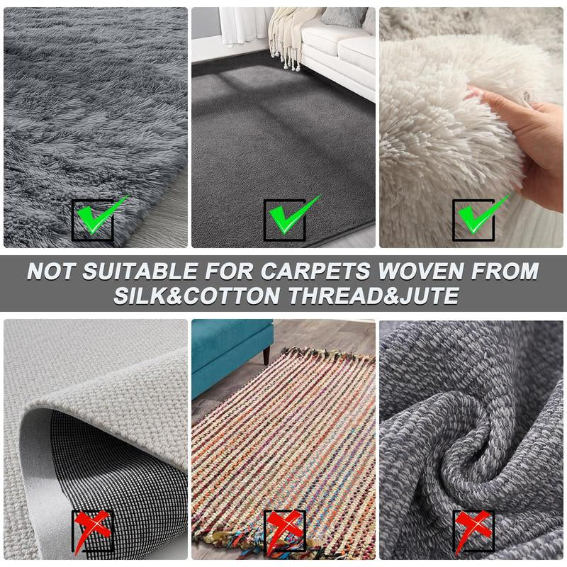 Pet Hair Removal Carpet Rake with 60-Inch Adjustable Handle - Reusable Scraper Tool for Rugs and Mats