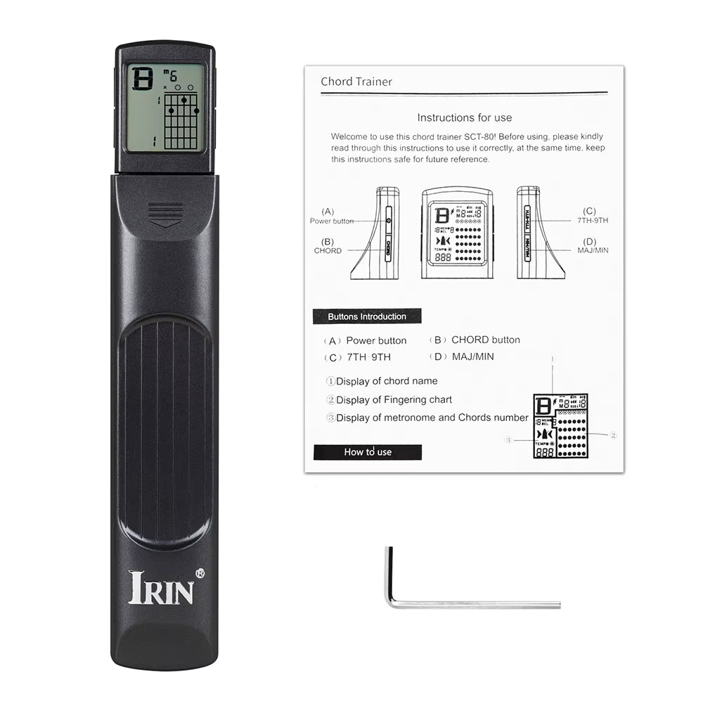 Pocket Guitar Chord Trainer with Display - Six-Fret Finger Training Tool for Beginner Guitar Practice and Exercises