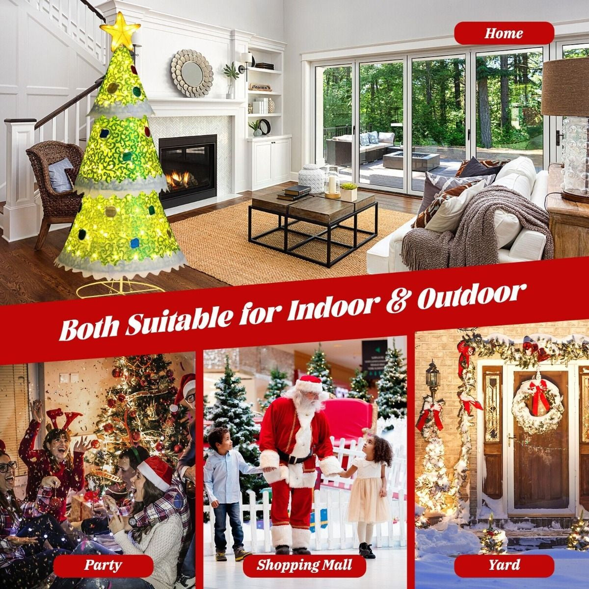 4.6-Foot Pre-Lit Collapsible Christmas Tree Featuring 110 LED Lights