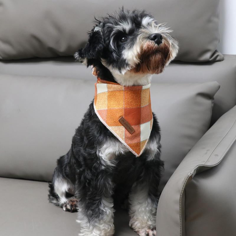 MR. CHUBBYFACE Reversible Fall Orange Plaid Dog and Cat Bandanas