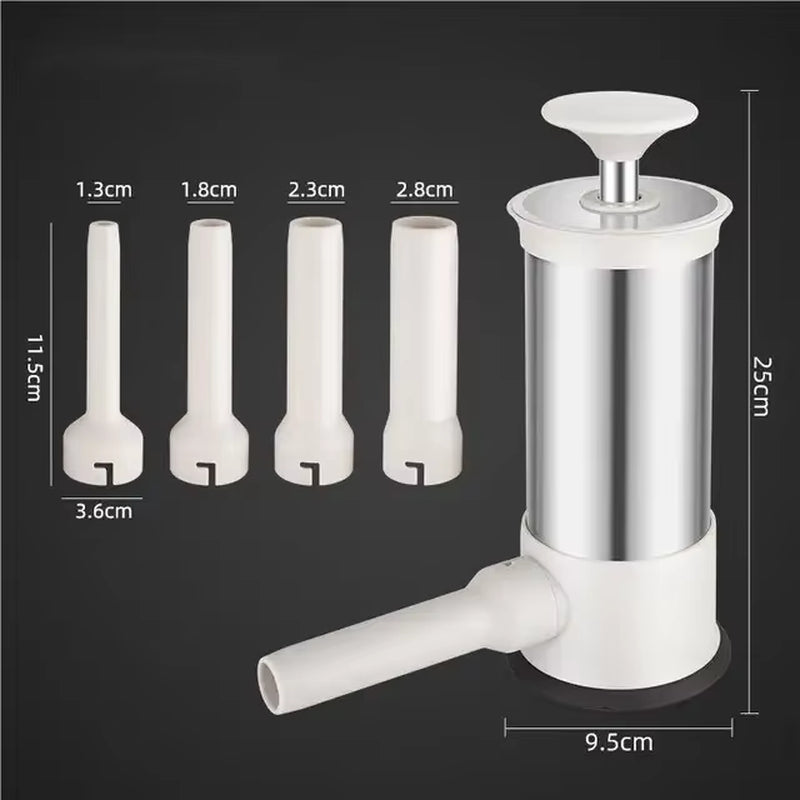 Sausage Stuffer with Four Interchangeable Stuffing Tube Sizes and Accessories