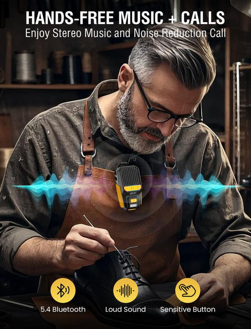 GBEAST Wearable Bluetooth Speaker with RGB Lighting, Waterproof Design, Noise Cancellation, 30-Hour Battery Life - Ideal Gift for Fathers and Husbands
