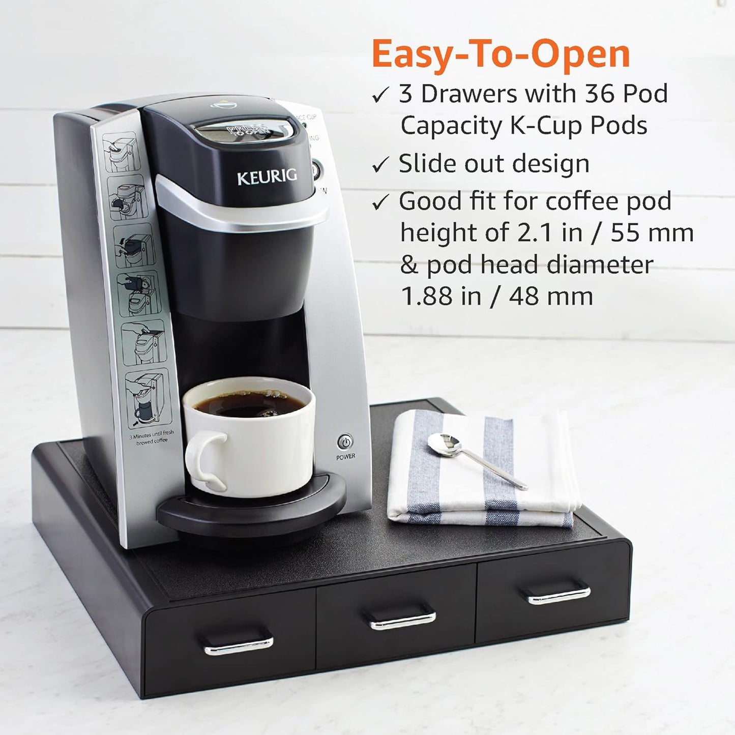 K-Cup Coffee Pods Storage Drawer - Holds 36 Pods, Black