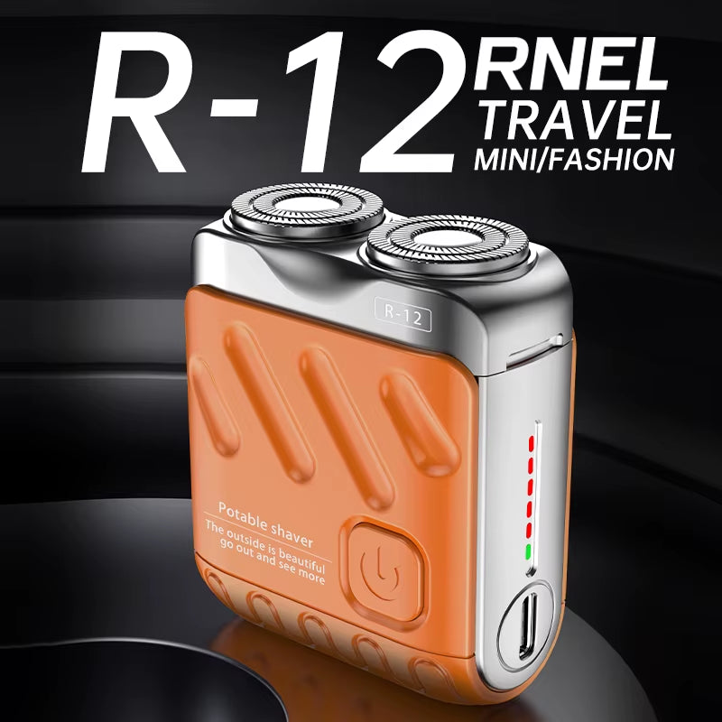 Rechargeable Dual Head Waterproof Rotary Shaver for Men's Hair and Beard Trimming - Mini Type-C Travel Design