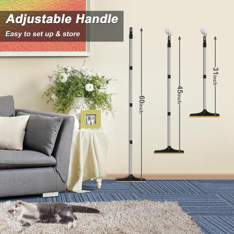 Pet Hair Removal Carpet Rake with 60-Inch Adjustable Handle - Reusable Scraper Tool for Rugs and Mats