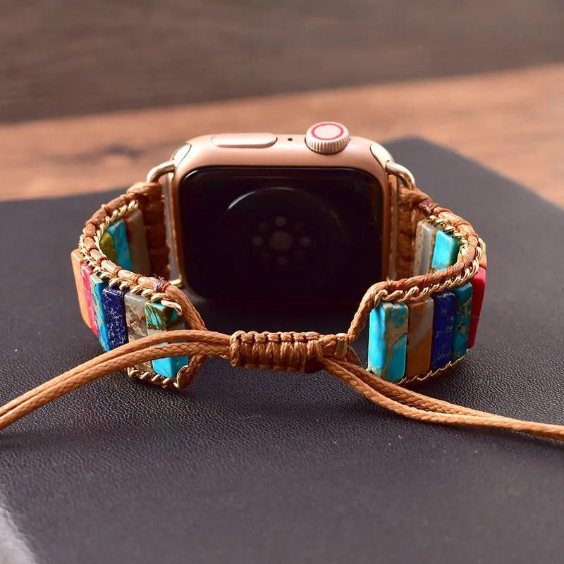 Chakra Stone Crystal Watch Band Straps for Apple Watch Series 1-10 and SE/Ultra (38/40/42/44/45mm)