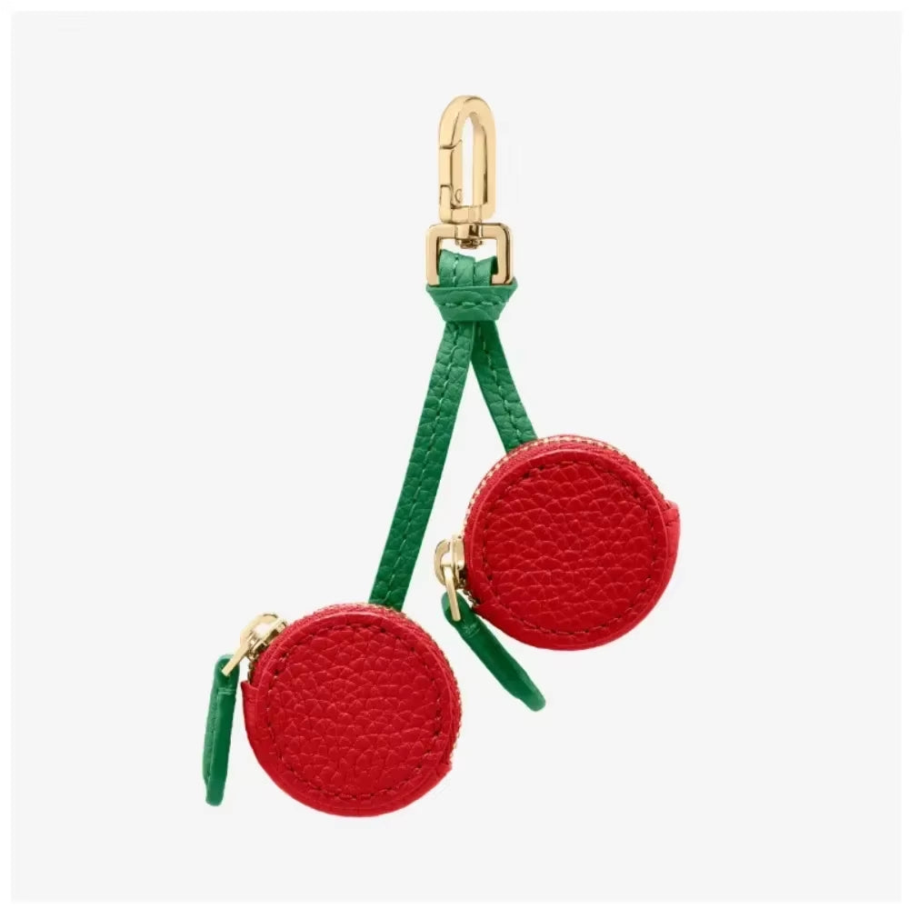 Mini Cherry-Shaped PU Leather Coin Purse - Adorable Strawberry Design Keychain and Earphone Storage Bag, Korean Style