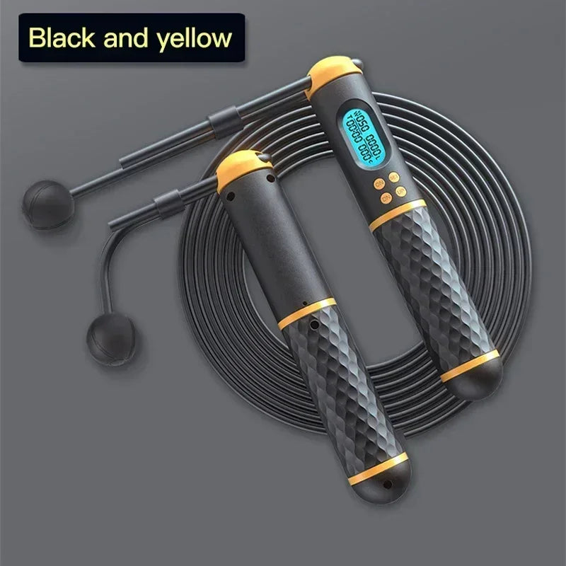Professional Dual-Function Jump Rope with Digital Counter, High-Speed Ball Bearings, and Ergonomic Non-Slip Handles for Enhanced Calorie Tracking and Fitness.