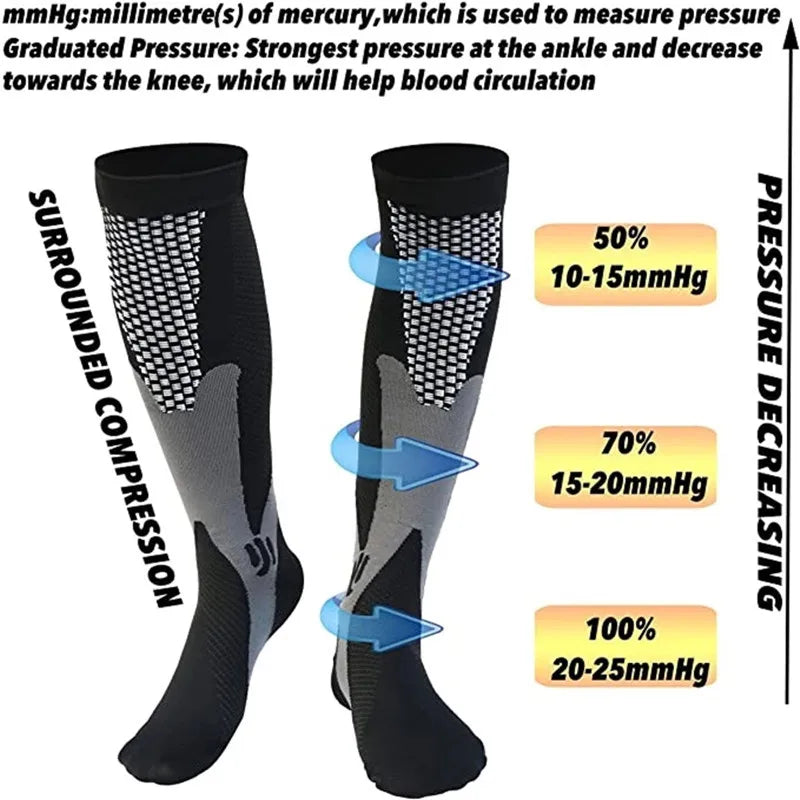 Men's Compression Socks for Athletic Performance - 30 mmHg Support for Varicose Veins, Available in Sets of 2, 3, or 4 Pairs