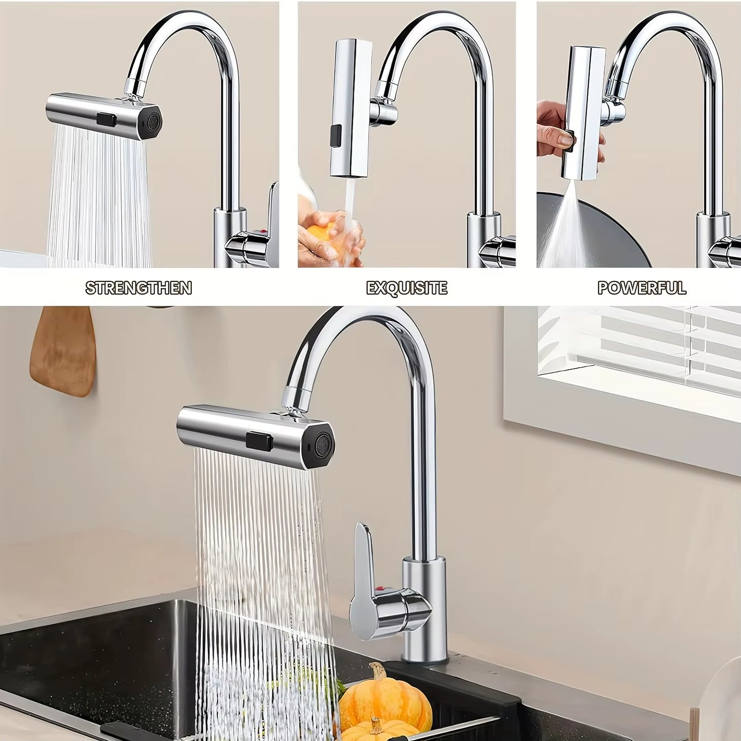 Large-Scale 3-in-1 360° Touch-Control Kitchen Faucet with Swivel Spout and Extender