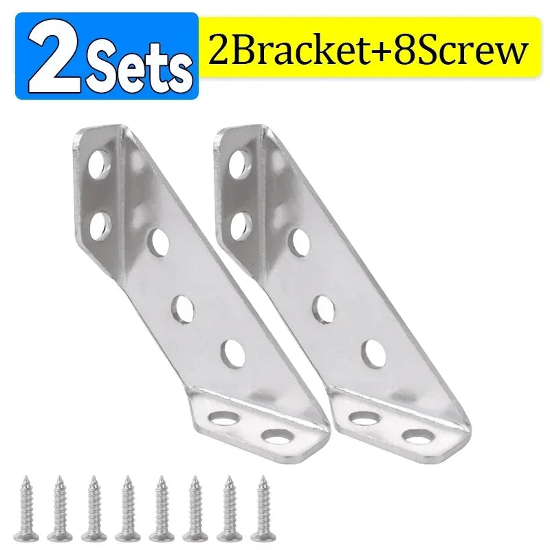 Stainless Steel Corner Brackets for Furniture Assembly - Angle Shelf Connectors and Cabinet Support with Included Screws (1-10 Pieces)