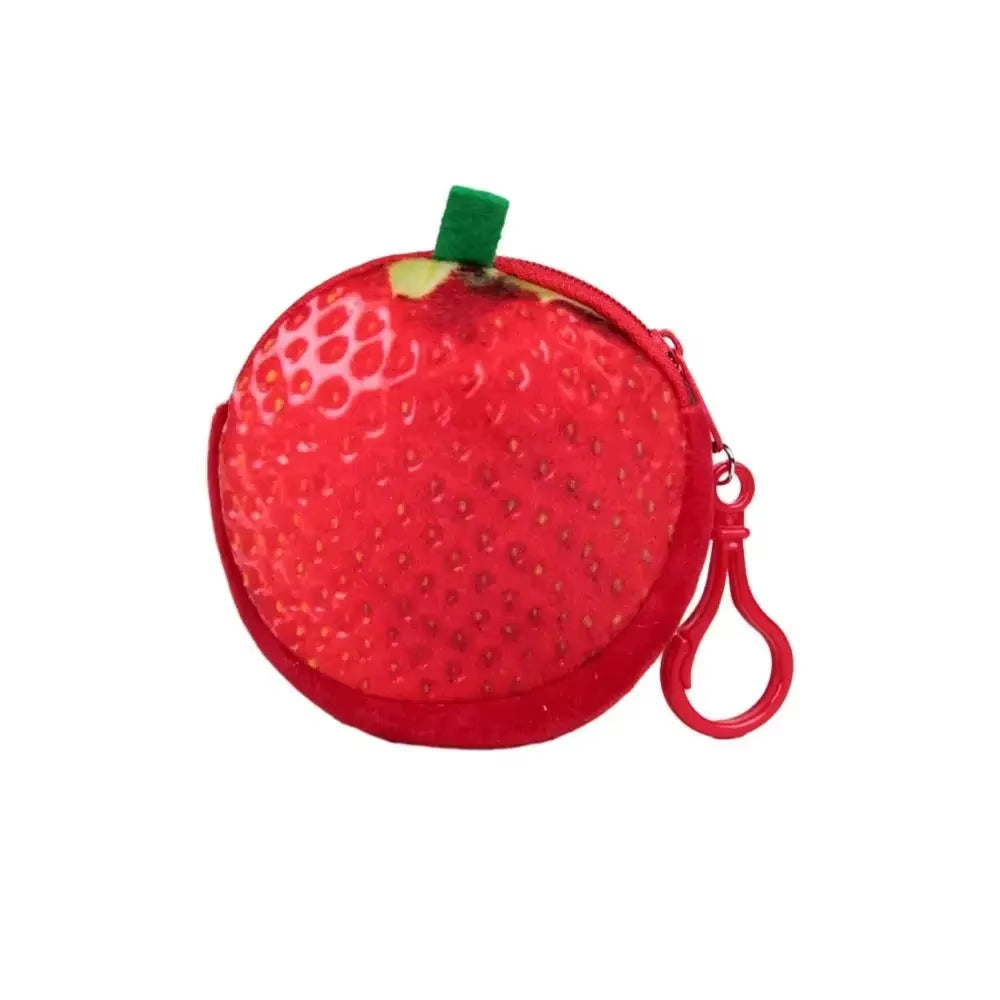 Mini Cherry-Shaped PU Leather Coin Purse - Adorable Strawberry Design Keychain and Earphone Storage Bag, Korean Style