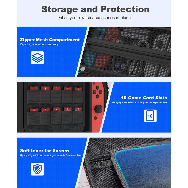 ESYWEN Hard Shell Carrying Case for Nintendo Switch 2 (2025) and Switch/Switch OLED - Protective Case for Accessories and Games