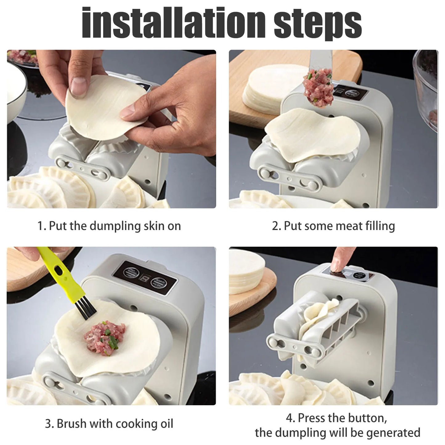 Rechargeable Electric Dumpling Maker with Filling Spoon and Brush - 1200mAh Dual Mode Efficiency
