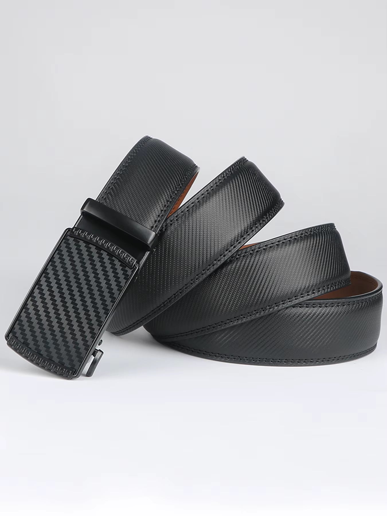 Genuine Leather Men's Adjustable Ratchet Dress Belts with Automatic Alloy Buckle - Elegant Business Style - Ideal Father's Day Gift