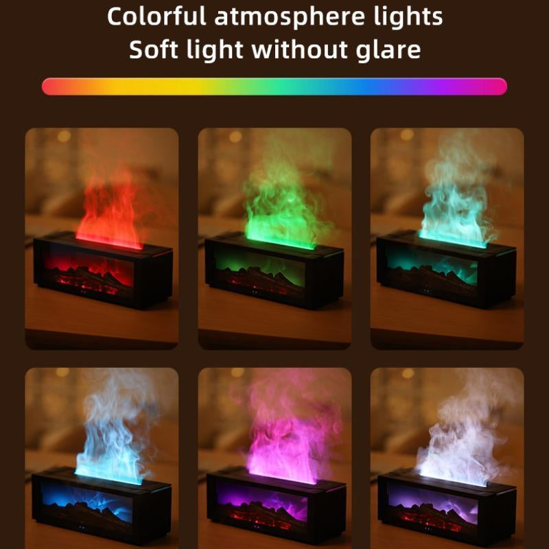 HEEYCEM USB-Powered Simulated Fireplace Flame Humidifier with Night Light, Timer, and Auto Shut-Off for Home and Office Use