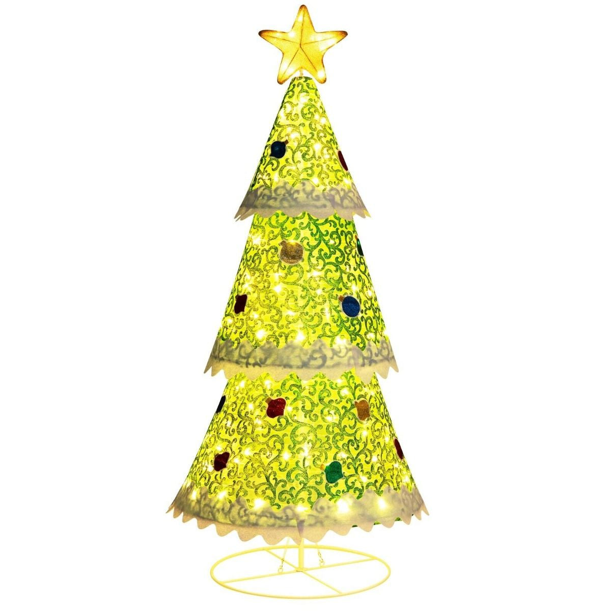 4.6-Foot Pre-Lit Collapsible Christmas Tree Featuring 110 LED Lights