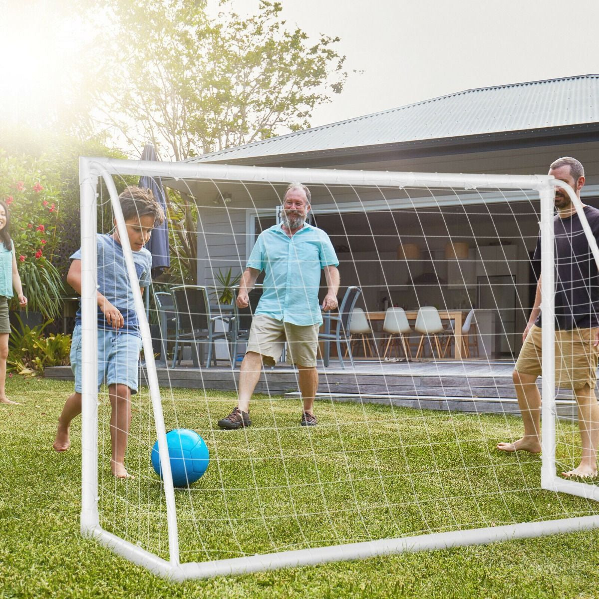 Portable Soccer Goal Featuring Durable PVC Frame and High-Strength Netting